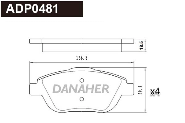 Kit de plaquettes de frein, frein à disque DANAHER ADP0481