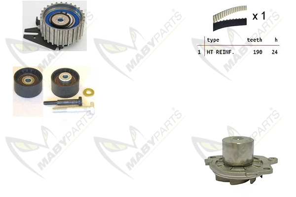 Pompe à eau + kit de courroie crantée MABYPARTS OBKWP0069