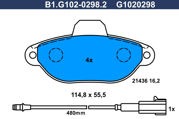 Kit de plaquettes de frein, frein à disque GALFER B1.G102-0298.2