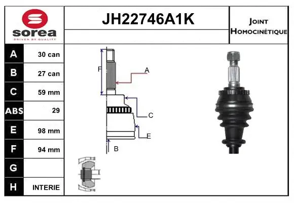 Jeu de joints, arbre de transmission SNRA JH22746A1K