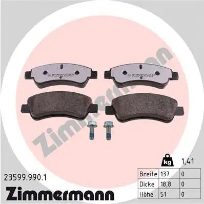 Kit de plaquettes de frein, frein à disque ZIMMERMANN 23599.990.1