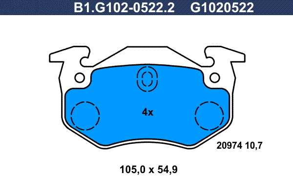 Kit de plaquettes de frein, frein à disque GALFER B1.G102-0522.2