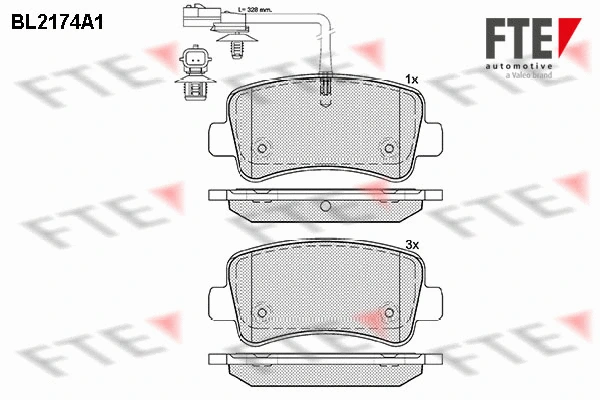 Kit de plaquettes de frein, frein à disque FTE 9010692