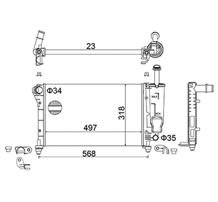 Radiateur, refroidissement du moteur HART 620 725