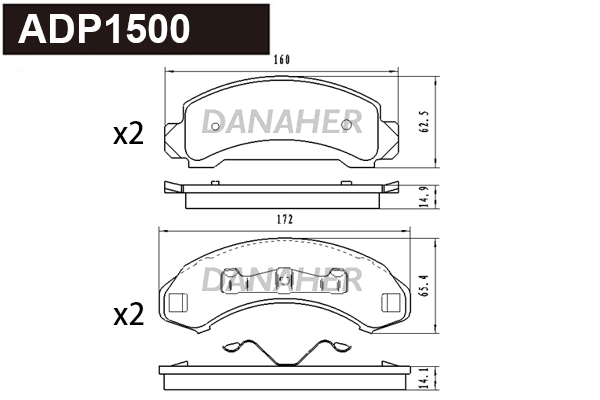 Kit de plaquettes de frein, frein à disque DANAHER ADP1500