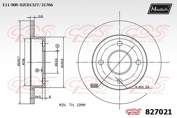 Disque de frein MAXTECH 827021
