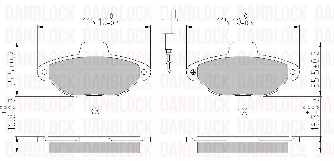 Kit de plaquettes de frein, frein à disque DANBLOCK DB 510594