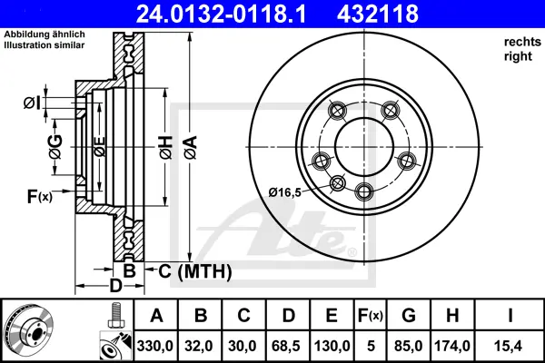 Disque de frein ATE-APAC 24.0132-0118.1