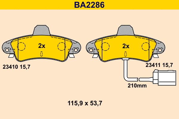 Kit de plaquettes de frein, frein à disque BARUM BA2286