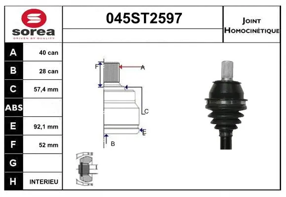 Jeu de joints, arbre de transmission STARTCAR 045ST2597