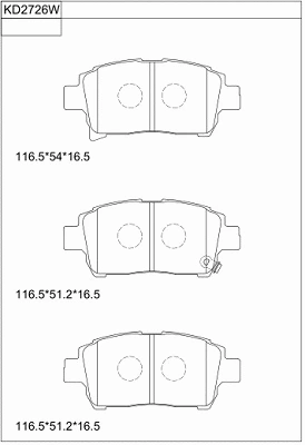 Kit de plaquettes de frein, frein à disque ASIMCO KD2726W