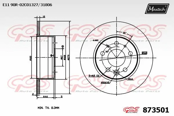 Disque de frein MAXTECH 873501