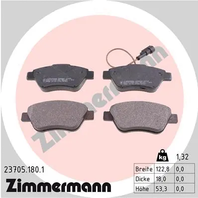 Kit de plaquettes de frein, frein à disque ZIMMERMANN 23705.180.1