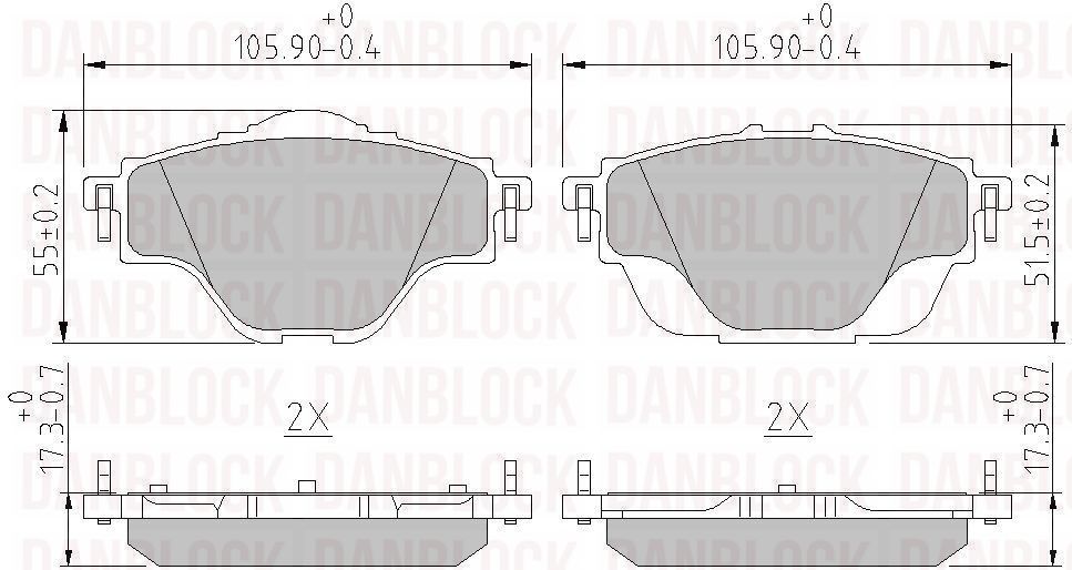 Kit de plaquettes de frein, frein à disque DANBLOCK DB 511171