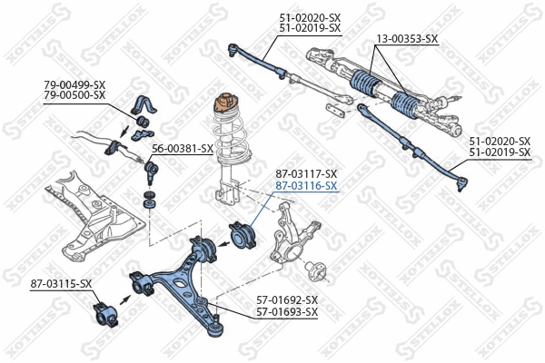 Suspension, bras de liaison STELLOX 87-03116-SX