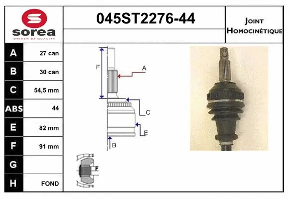 Jeu de joints, arbre de transmission STARTCAR 045ST2276-44