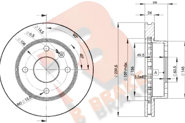 Disque de frein R BRAKE 78RBD24844