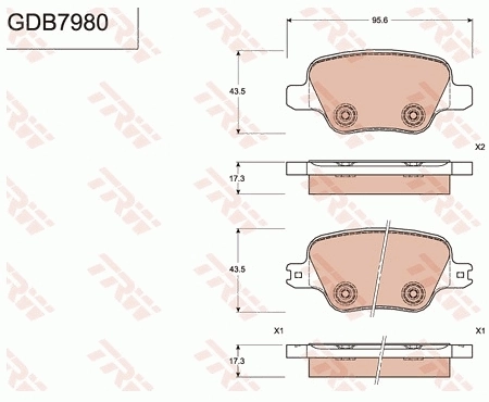 Kit de plaquettes de frein, frein à disque TRW GDB7980