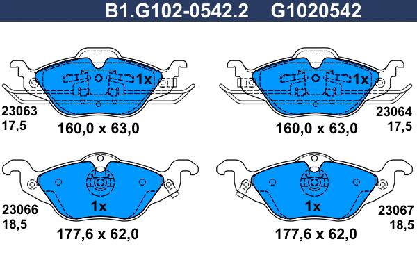 Kit de plaquettes de frein, frein à disque GALFER B1.G102-0542.2