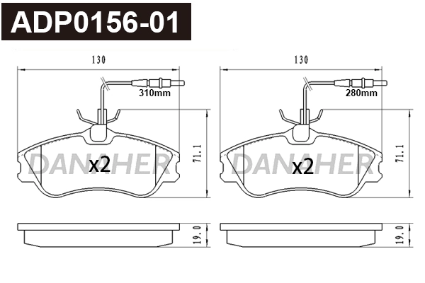 Kit de plaquettes de frein, frein à disque DANAHER ADP0156-01