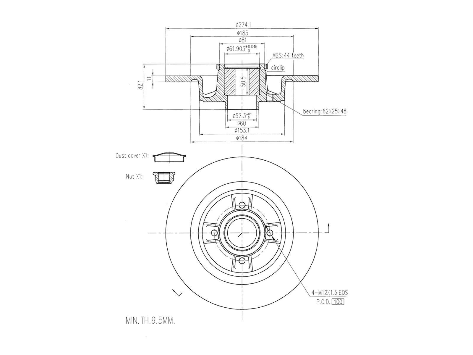 Disque de frein A.Z. Meisterteile AZMT-44-024-1336