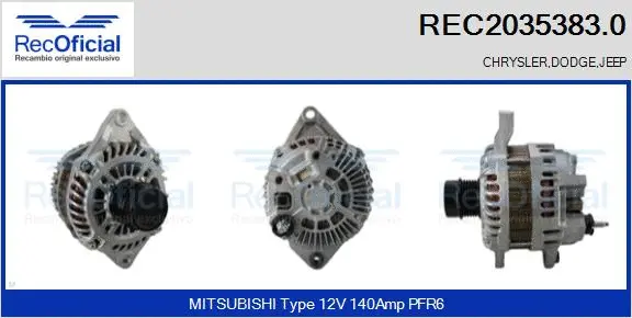 Alternateur RECOFICIAL REC2035383.0