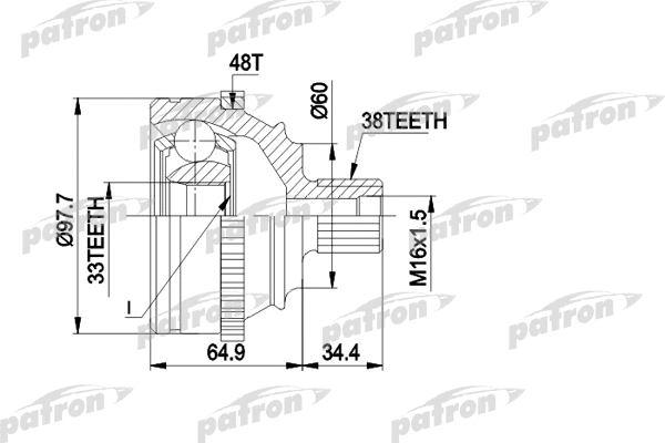 Jeu de joints, arbre de transmission PATRON PCV1124