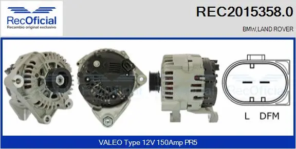 Alternateur RECOFICIAL REC2015358.0