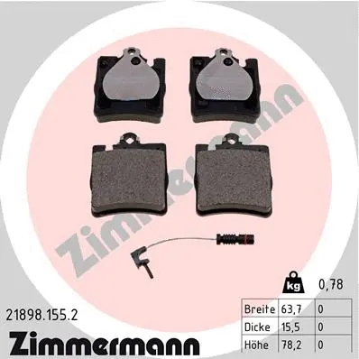 Kit de plaquettes de frein, frein à disque ZIMMERMANN 21898.155.2