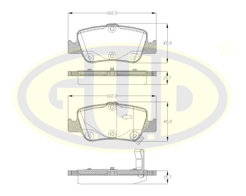 Kit de plaquettes de frein, frein à disque G.U.D. GBP135602