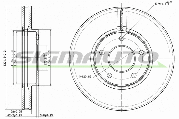 Disque de frein SIGMAUTO DBB069V
