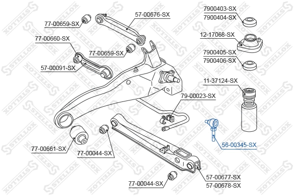 Entretoise/tige, stabilisateur STELLOX 56-00345-SX