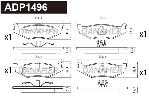 Kit de plaquettes de frein, frein à disque DANAHER ADP1496