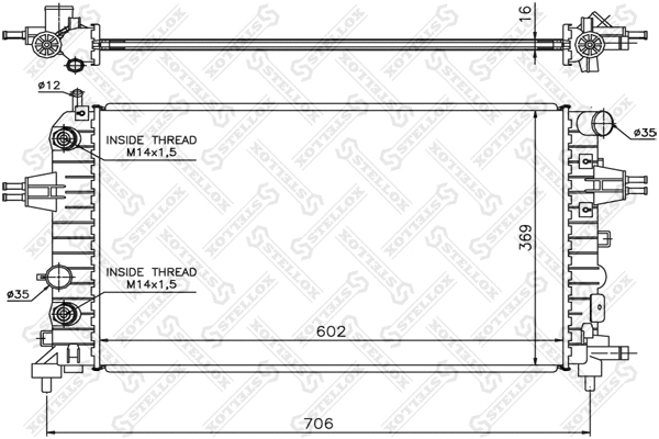 Radiateur, refroidissement du moteur STELLOX 10-25174-SX