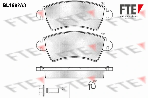 Kit de plaquettes de frein, frein à disque FTE 9010478