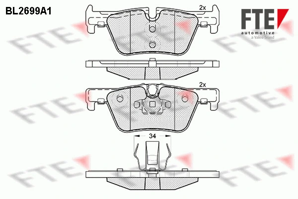 Kit de plaquettes de frein, frein à disque FTE 9010927