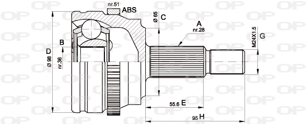 Jeu de joints, arbre de transmission OPEN PARTS CVJ5501.10