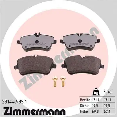 Kit de plaquettes de frein, frein à disque ZIMMERMANN 23144.995.1