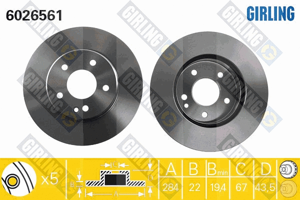 Disque de frein GIRLING 6026561