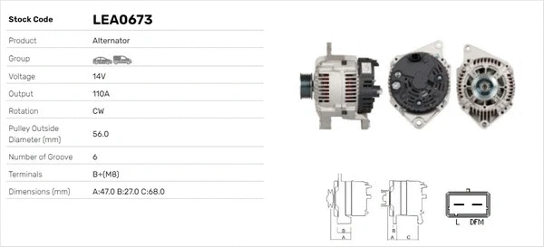 Alternateur LUSA LEA0673