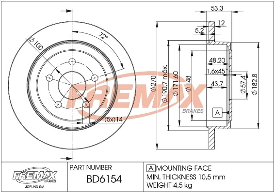 Disque de frein FREMAX BD-6154