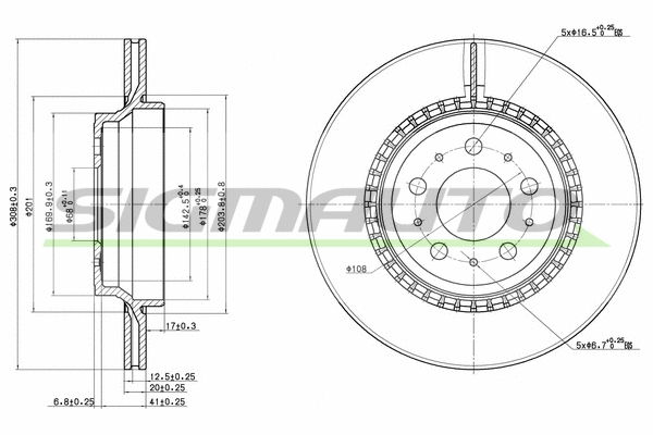 Disque de frein SIGMAUTO DBB551V