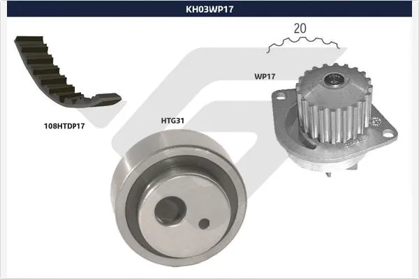 Pompe à eau + kit de courroie crantée HUTCHINSON KH 03WP17
