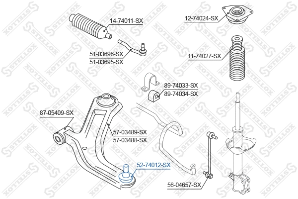 Rotule de suspension STELLOX 52-74012-SX