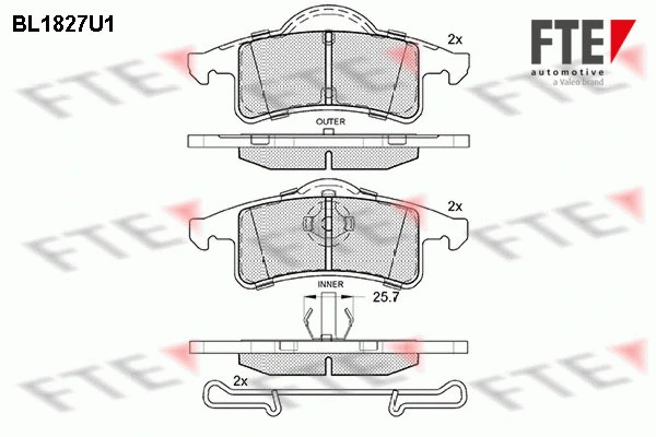 Kit de plaquettes de frein, frein à disque FTE 9010404