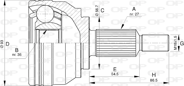 Jeu de joints, arbre de transmission OPEN PARTS CVJ5779.10