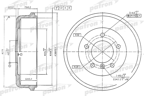 Tambour de frein PATRON PDR1096