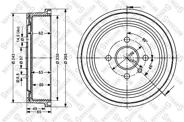 Tambour de frein STELLOX 6025-3614-SX
