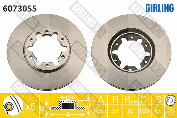 Disque de frein GIRLING 6073055