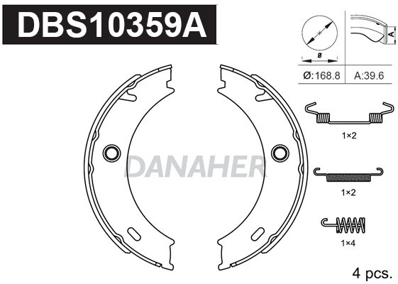 Jeu de mâchoires de frein, frein de stationnement DANAHER DBS10359A